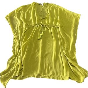 BCA Green Sheer Cover Up Size L Bat Wing Tie Waist Resort Vacation Swimwear